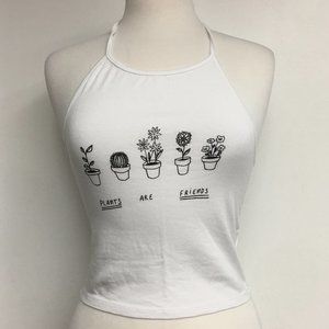 NWOT Brandy Melville Plant Graphic Halter Top